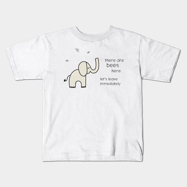 Animal memes: There are bees here, let's leave immediately (dark text) Kids T-Shirt by Ofeefee